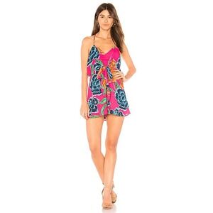 Show Me Your Mumu Melissa Romper Pink Blue Floral EUC S Tie Front